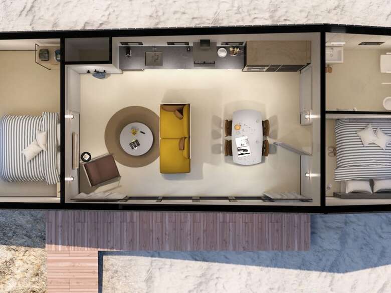 Modified, Modern Lodge, At Just 100 M. From The Beach