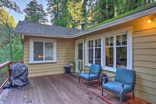 Riverfront Cottage In Redwoods With Decks And Beach!