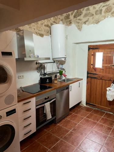 Rural Stone House With Wood Fireplace