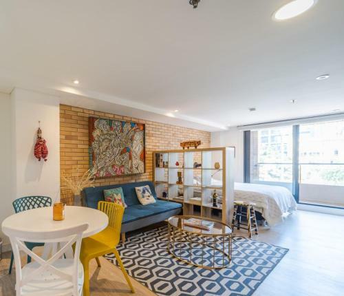 Iluminado Y Moderno Apartaestudio Boho Chic/balc�n